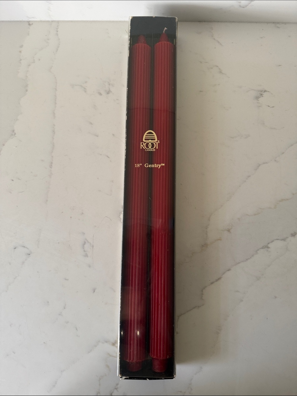 Vintage Root Candles 18" Gentry Taper Candles Set of 2 Red